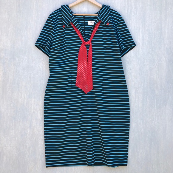 Tatyana Dresses & Skirts - Tatyana Waves 50's striped pencil dress 4x blue